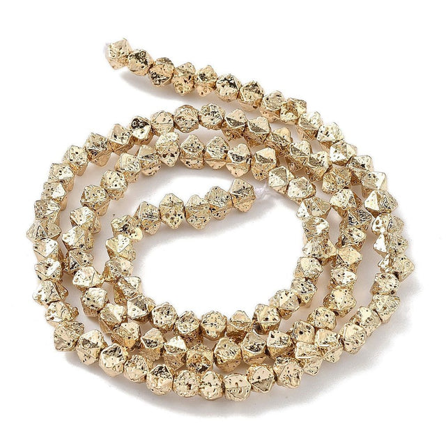 Lava Perler, Kantet, Guld, (3,5 - 5mm) - Uniq Perler - 114172