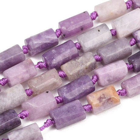 Lepidolit Perler – Lilla, Facetterede Tube (11~18x6~11mm) - Uniq Perler - 121329