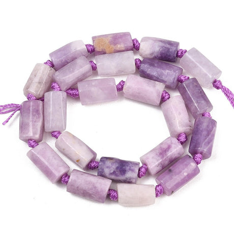 Lepidolit Perler – Lilla, Facetterede Tube (11~18x6~11mm) - Uniq Perler - 121329