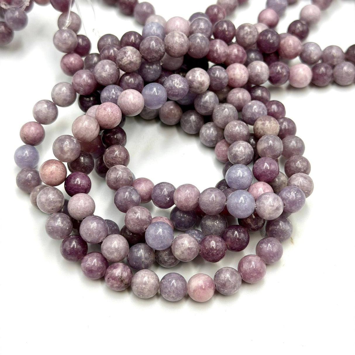 Lepidolit Perler – Mix Farver, Rund (10mm) - Uniq Perler - 118009