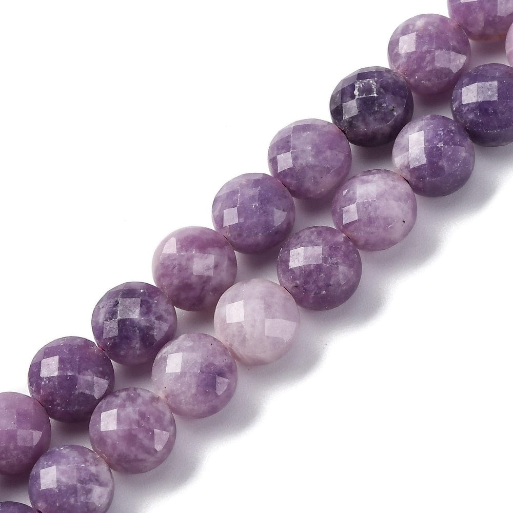 Lepidolite Sten - Møntformet, Facetteret (8,5x6mm) - Uniq Perler - 048226