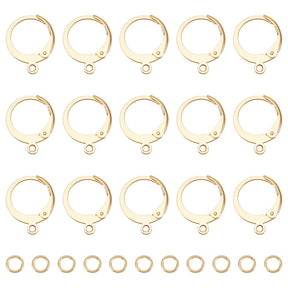 Leverback creoler Creoler Med Øsken – 24K Forgyldt Stål (14,5x12mm) - Uniq Perler - 123067