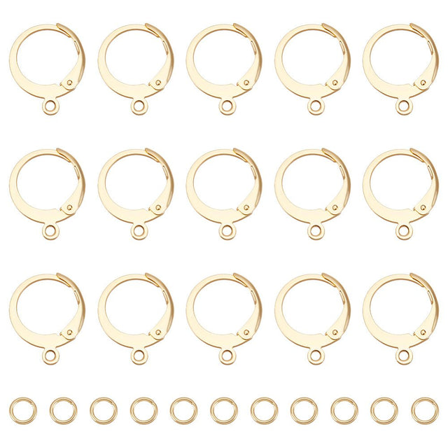 Leverback creoler Creoler Med Øsken – 24K Forgyldt Stål (14,5x12mm) - Uniq Perler - 123067