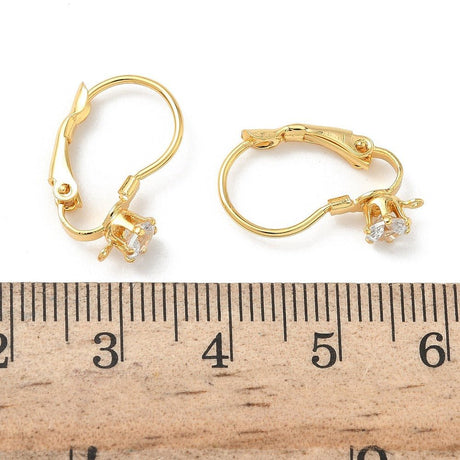 Leverback Øreringe Zirkonia – 18 Karat Forgyldt (18,5mm) - Uniq Perler - 116954