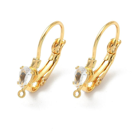 Leverback Ohrringe Zirkonia – 18 Karat Vergoldet (19mm) - Uniq Perler - 117324