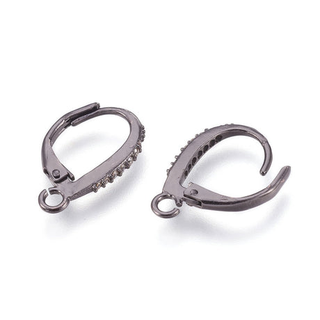 Leverback/Bricure med Zirkonia – Gunmetal (17mm) - Uniq Perler - 