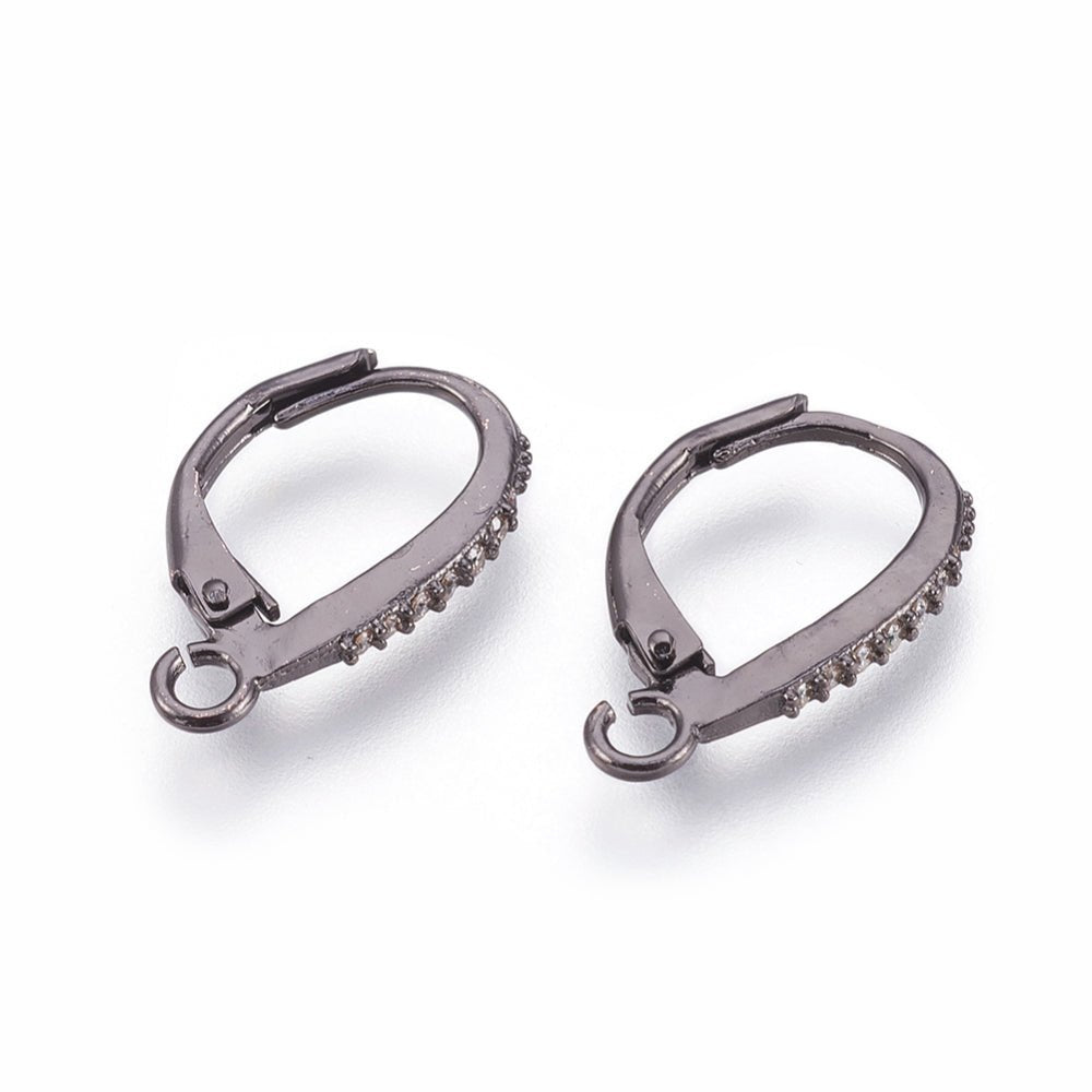 Leverback/Bricure med Zirkonia – Gunmetal (17mm) - Uniq Perler - 