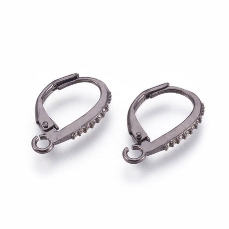 Leverback/Bricure med Zirkonia – Gunmetal (17mm) - Uniq Perler - 