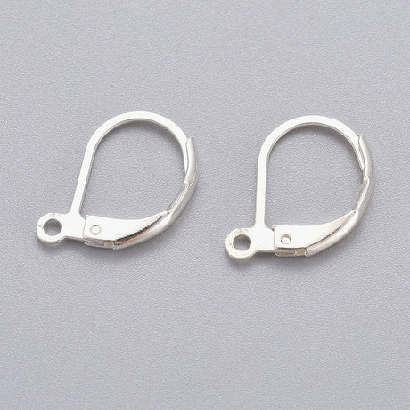 Leverback/Bricure Ørekroge i Stål – 925 Sølvbelagt (15x10mm, 10 stk) - Uniq Perler - 115991