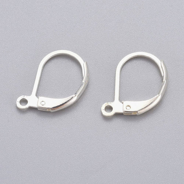 Leverback/Bricure Ørekroge i Stål – 925 Sølvbelagt (15x10mm, 10 stk) - Uniq Perler - 115991