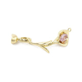 Lilje Formet S - lås Med Zirkonia Sten, Forgyldt, 50mm - Uniq Perler - 114499