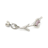 Lilje Formet S - lås Med Zirkonia Sten, Platin Farvet, 50mm - Uniq Perler - 114500