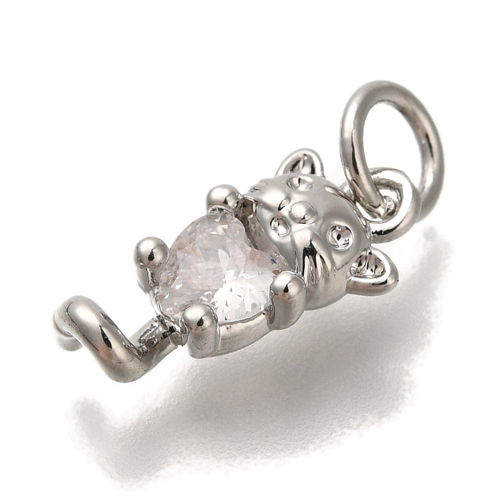 Lille mus vedhæng med zirkonia sten, langtidsholdbar belægning, 13x6x4 mm - Uniq Perler - 113978