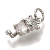 Lille mus vedhæng med zirkonia sten, langtidsholdbar belægning, 13x6x4 mm - Uniq Perler - 113978