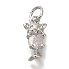 Small mouse pendant with zirconia stones, Long-Lasting Plating, 13x6x4 mm - Uniq Perler - 113978