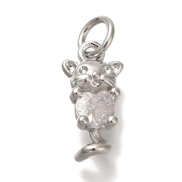 Lille mus vedhæng med zirkonia sten, langtidsholdbar belægning, 13x6x4 mm - Uniq Perler - 113978