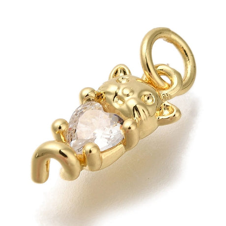 Lille Mus Vedhæng Med Zirkonia Sten, Langtidsholdbar Forgyldning, 13x6x4mm - Uniq Perler - 113979