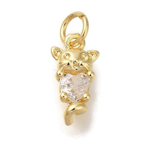 Little Mouse Pendant With Zirconia Stones, Durable Gold plating, 13x6x4mm - Uniq Perler - 113979