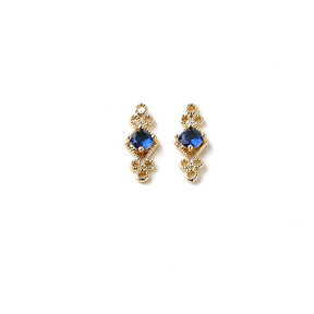 Verbindungsstück/Zwischenelement mit blauen Zirkonia-Steinen, (16x6mm, 2 Stk.) - Uniq Perler - 112293