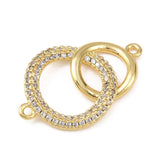 Links/mellemled med klare Zirkonia sten (13x24.5x2.8mm) - Uniq Perler - 