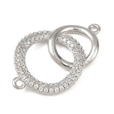 Links/mellemled med klare Zirkonia sten (13x24.5x2.8mm) - Uniq Perler - 