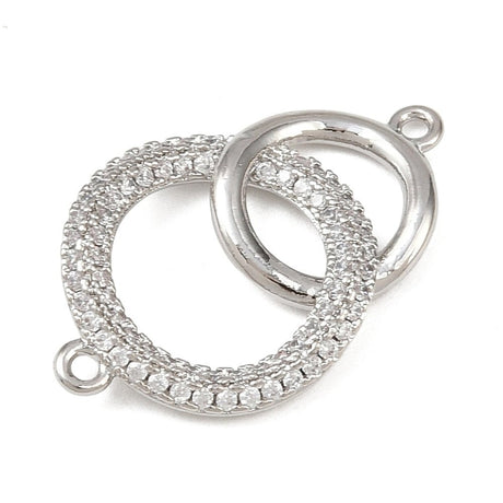 Links/mellemled med klare Zirkonia sten (13x24.5x2.8mm) - Uniq Perler - 