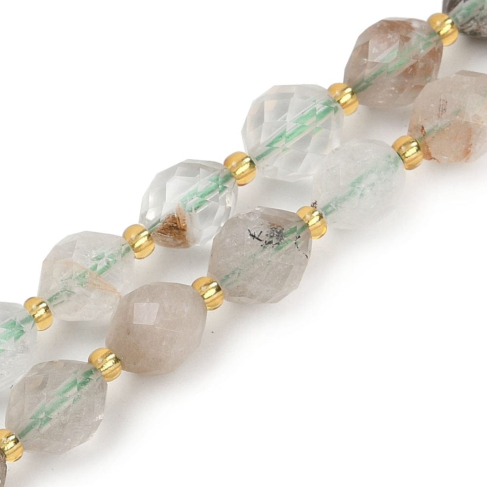 Lodolit Kvarts, Facetteret, 8mm - Uniq Perler - 114688