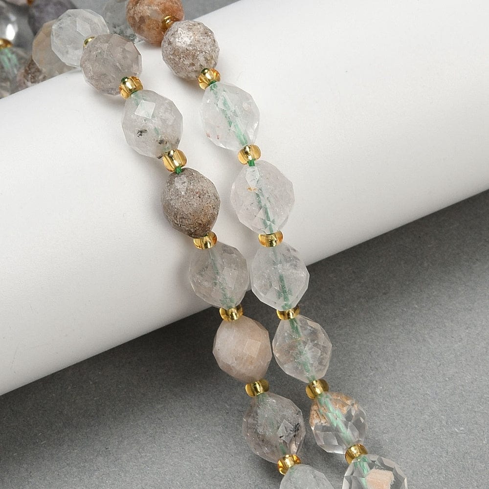 Lodolit Kvarts, Facetteret, 8mm - Uniq Perler - 114688