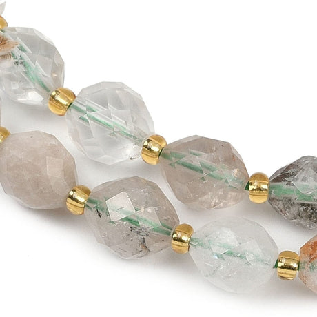 Lodolit Kvarts, Facetteret, 8mm - Uniq Perler - 114688