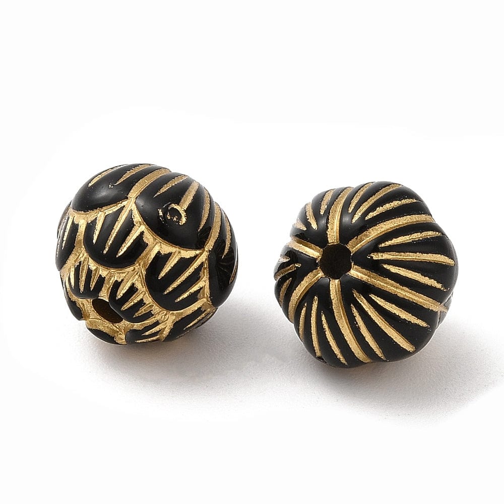 Lotus Akryl Perle - Antik Farve/Sort (10,5mm) 10 Stk - Uniq Perler - 113447