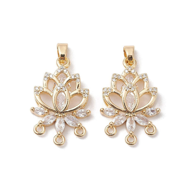 Lotus Vedhæng, Langtidsholdbar Forgyldning, 24x16x4,5mm - Uniq Perler - 113219