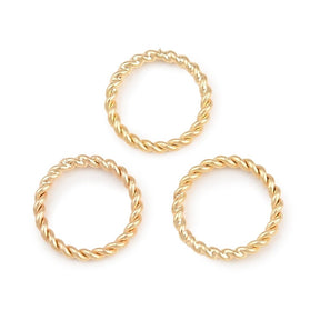 Lukkede Øskner – Twistede, 24K Forgyldt Messing (10x1,2mm) 10 stk. - Uniq Perler - 122616