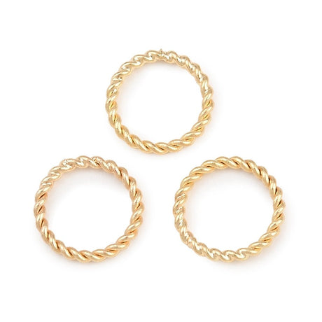 Lukkede Øskner – Twistede, 24K Forgyldt Messing (10x1,2mm) 10 stk. - Uniq Perler - 122616