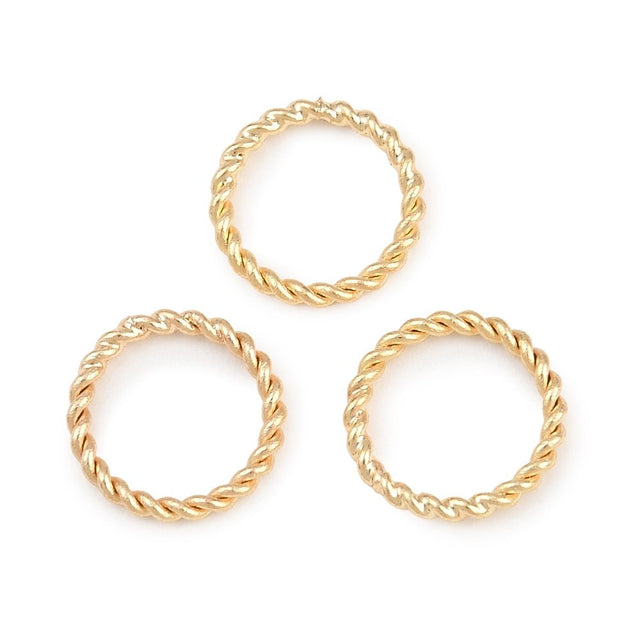 Lukkede Øskner – Twistede, 24K Forgyldt Messing (10x1,2mm) 10 stk. - Uniq Perler - 122616