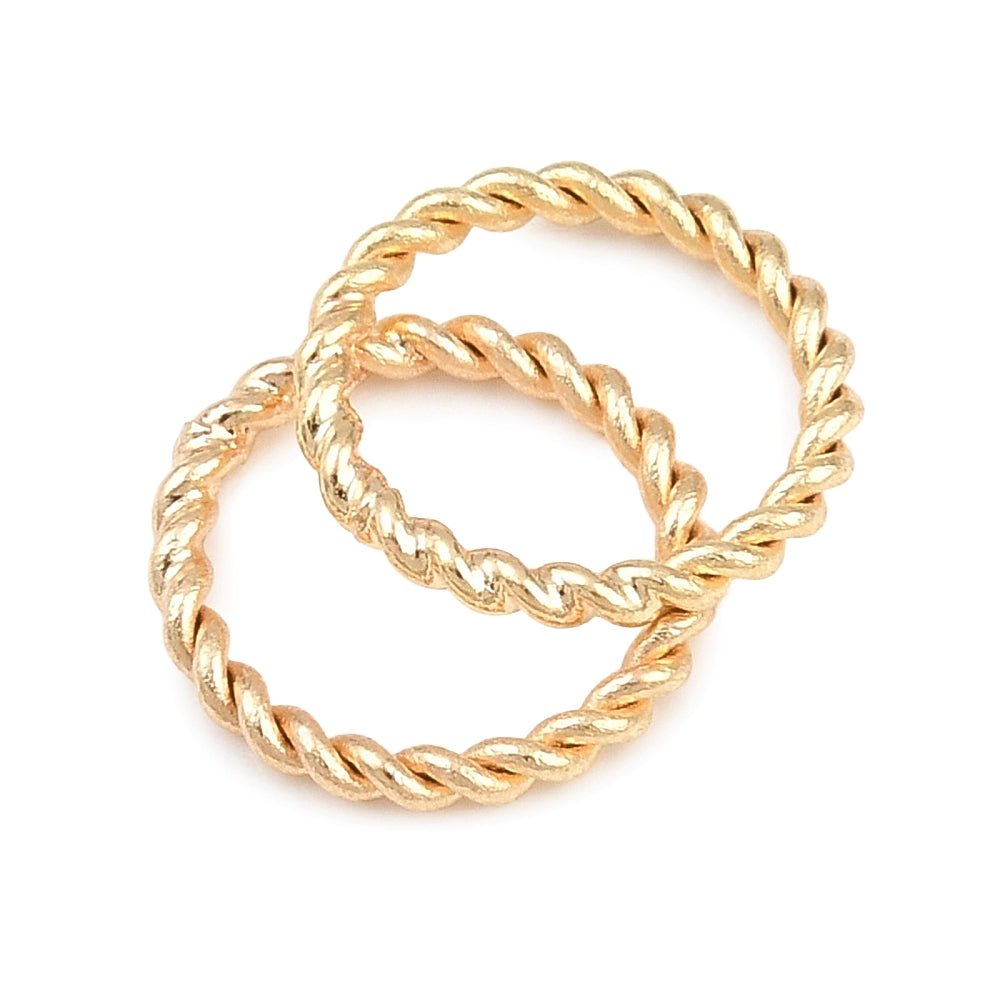 Lukkede Øskner – Twistede, 24K Forgyldt Messing (10x1,2mm) 10 stk. - Uniq Perler - 122616