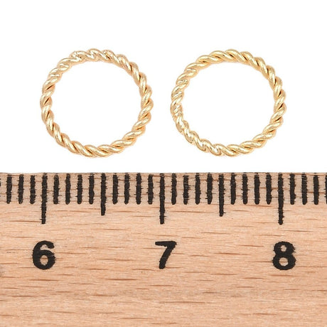Lukkede Øskner – Twistede, 24K Forgyldt Messing (10x1,2mm) 10 stk. - Uniq Perler - 122616
