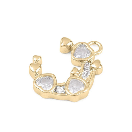 Måne Med Hjerte Anheng – 18K Forgylt Med Kubiske Zirkonia (13,5x11mm)
