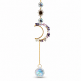 Måne Suncatcher Med Fluorit Chips – Glas Og Messing (330~350mm) - Uniq Perler - 122384