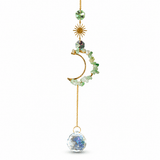 Måne Suncatcher Med Grøn Aventurin Chips – Glas Og messing (330~350mm) - Uniq Perler - 122389