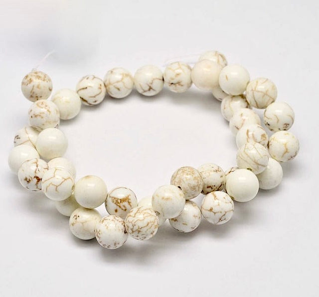 Magnesit – Hvide Nuancer, Rund (10mm) - Uniq Perler - 114492