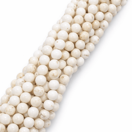 Magnesit – Hvide Nuancer, Rund (8mm) - Uniq Perler - 111606