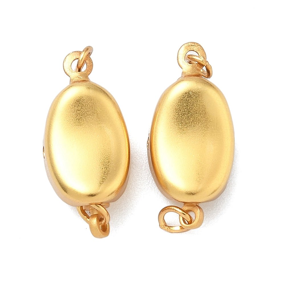 Magnetbox Verschluss – 24K langlebig Vergoldet Messing, oval matt (17,5x8mm)