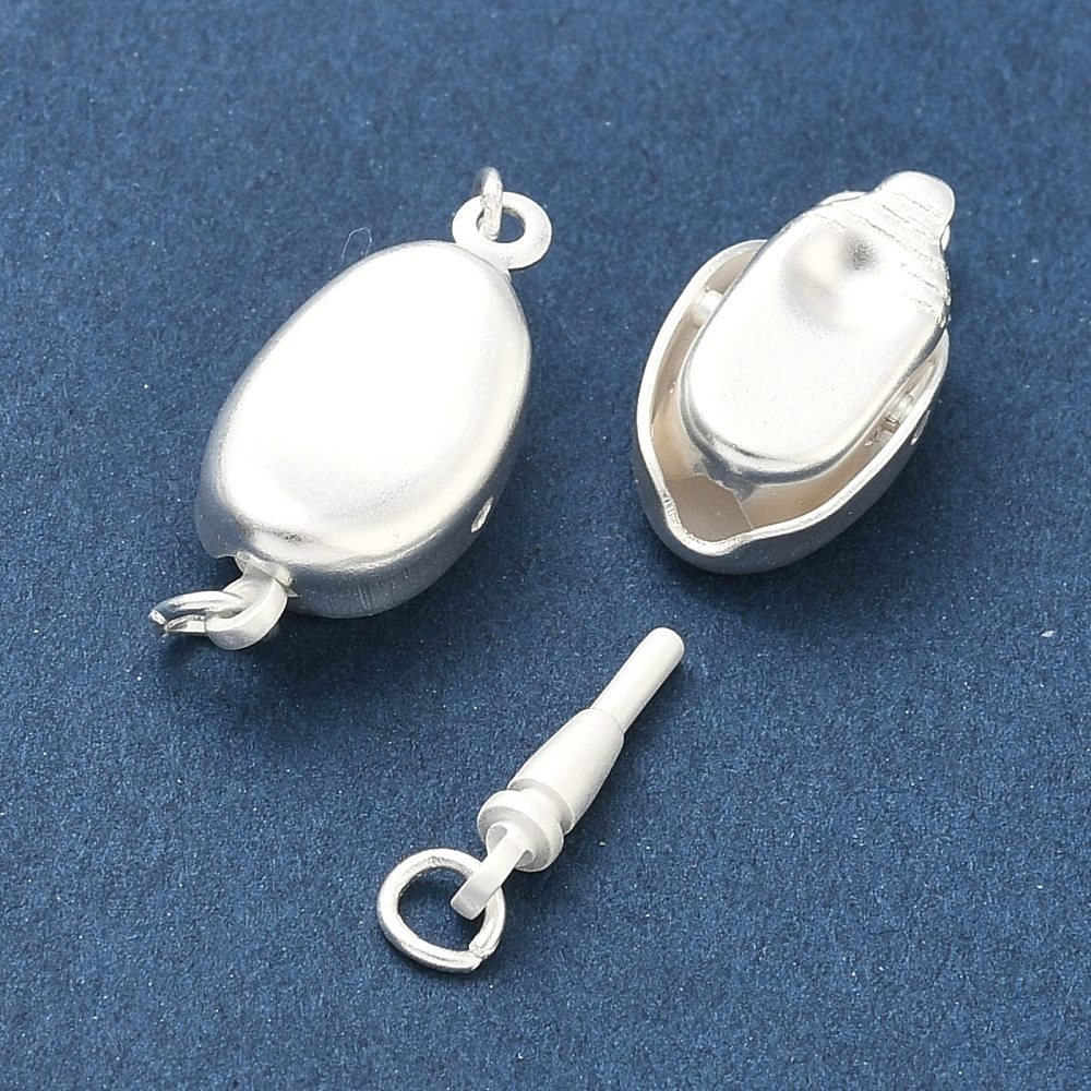 Magnet Box Lås – Sterlingsølv belagt Messing, Oval Mat (17,5x8mm) - Uniq Perler - 122131