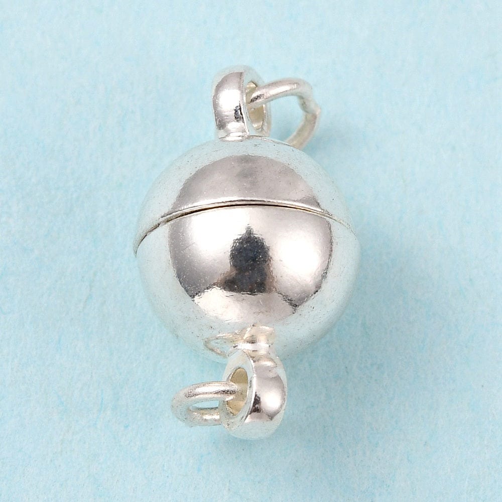 Magnet Lås Med Øsken – Rund, Forsølvet (14x8mm) - Uniq Perler - 114173