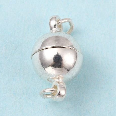 Magnet Lås Med Øsken – Rund, Forsølvet (14x8mm) - Uniq Perler - 114173