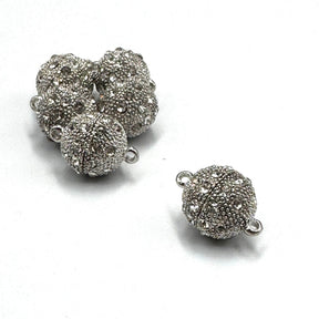 Magnet Clasp With Rhinestones – Platinum (16mm) - Uniq Perler - 114508