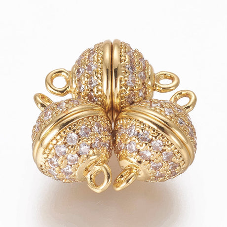 Magnet Lås Med Zirkonia Sten – Forgyldt (13,5x8,5mm) - Uniq Perler - 111609