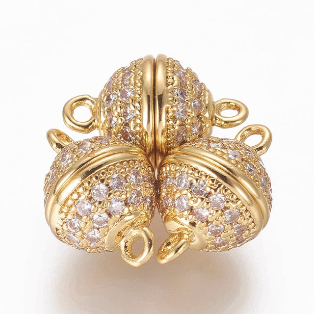 Magnet Lås Med Zirkonia Sten – Forgyldt (13,5x8,5mm) - Uniq Perler - 111609