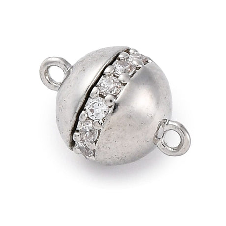 Magnet Lås Med Zirkonia Sten – Platin (11,5mm) - Uniq Perler - 970847