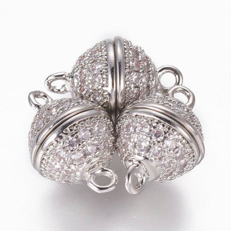 Magnet Lås Med Zirkonia Sten – Platinium Farvet (13,5x8,5mm) - Uniq Perler - 111608